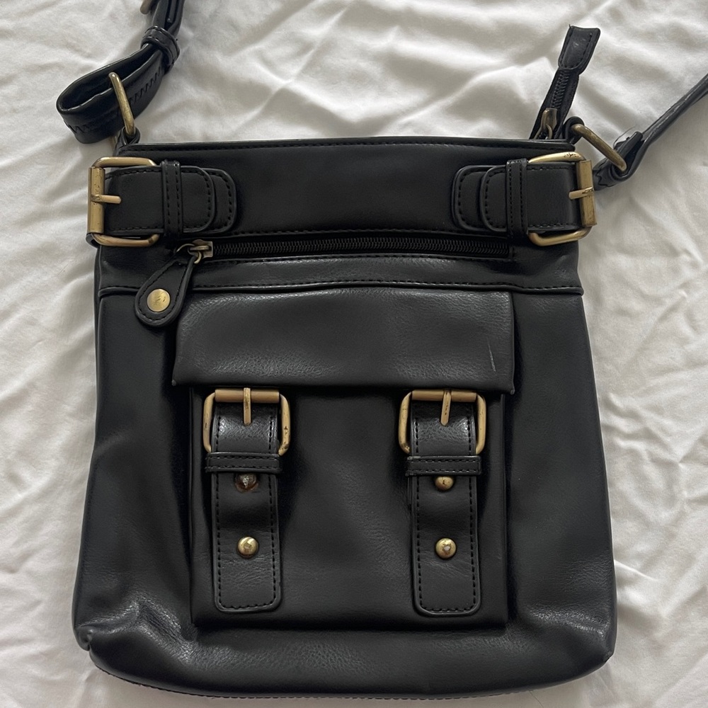 Black Leather Crossbody Bag